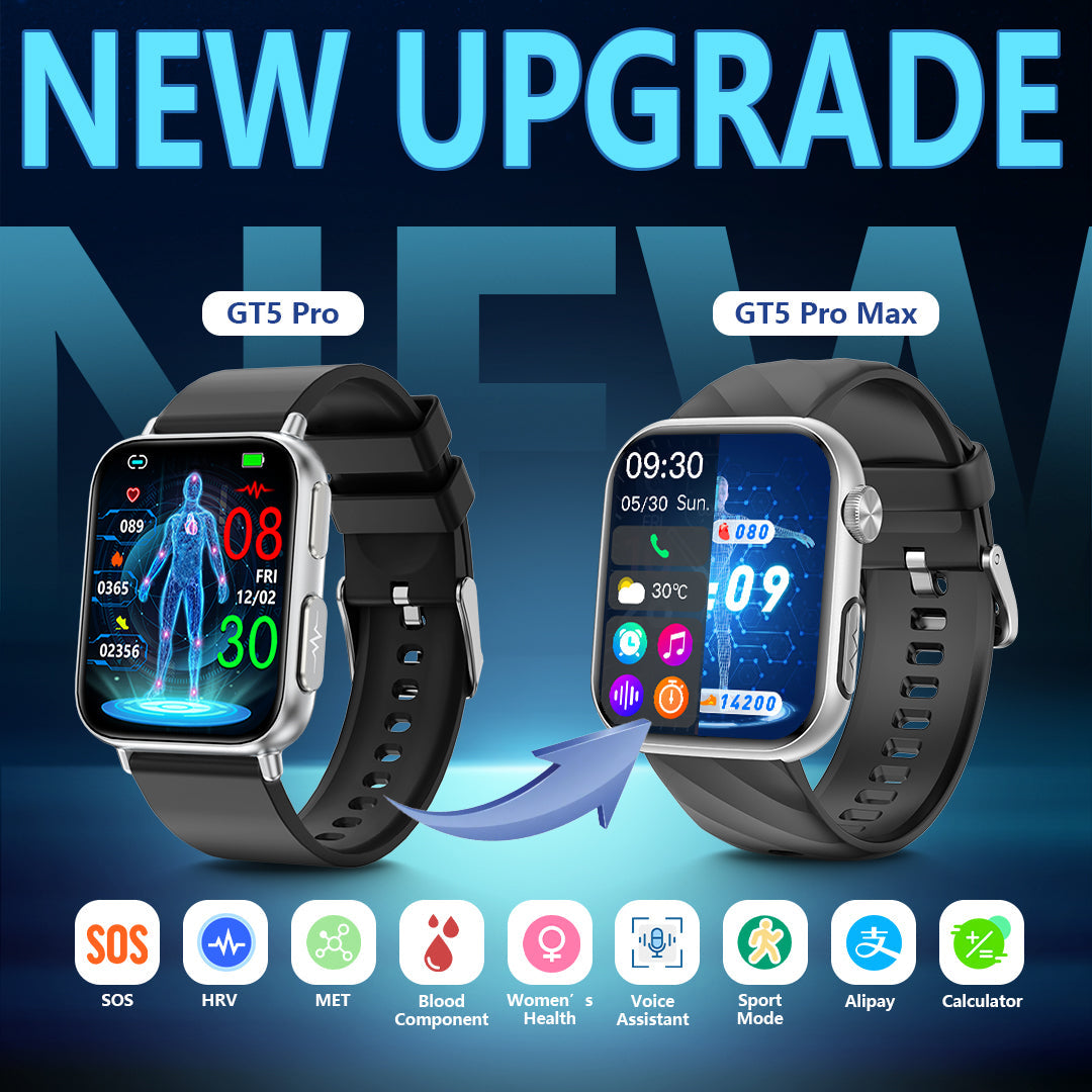 FitVII GT5 Pro Powerful Smartwatch with 50% More Accuracy for BP+BG+HR+ECG+SPO2+TEMP+Stress Monitoring with Strap gift FitVII GT5 Pro Powerful Smartwatch with 50% More Accuracy for BP+BG+HR+ECG+SPO2+TEMP+Stress Monitoring with Strap gift