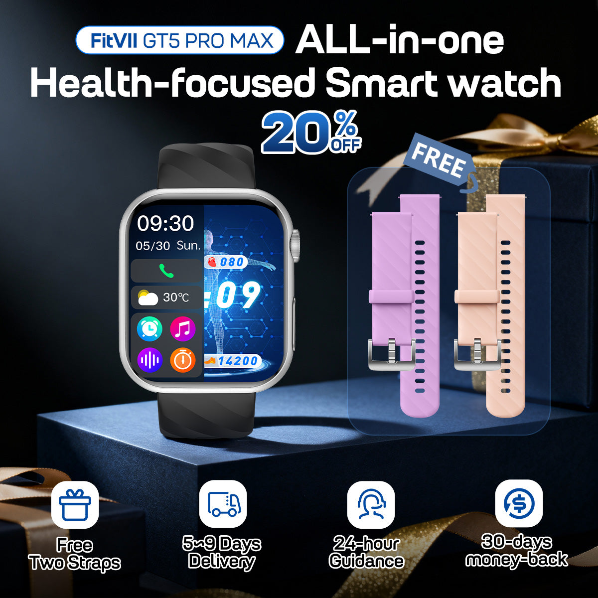 Women's/Men's Stylish and Health Smart Watch-New Fitvii GT5 Pro Max (6 Colors)