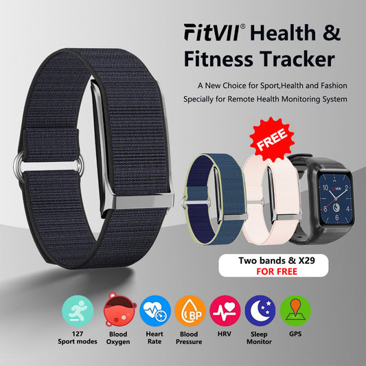 FitVII® H59 Health Activity & Fitness Tracker With BP+HR+SPO2+Sleep+GPS Tracker+Free App+Free 2*Colors Bands+Free X29 Watch🎁