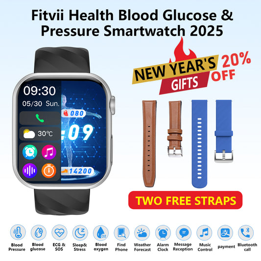 Best Upgrade FITVII® GT5 Pro Max Blood Pressure Monitoring Watch With Blood Glucose ECG Heart Rate Health Fitness Tracker 2025