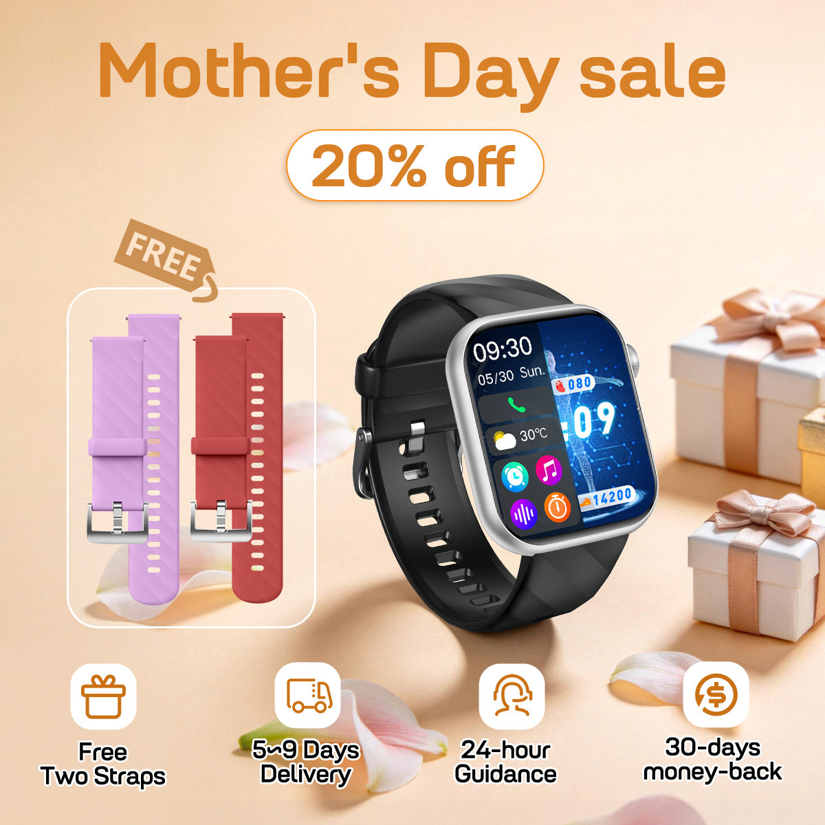 Mother| Father's Day Gift - Fitvii® Upgrade GT5 PRO MAX Health Smartwatch With SOS+BP+BG+HR+ECG+TEMP+SPO2+Calls Fitness Tracker