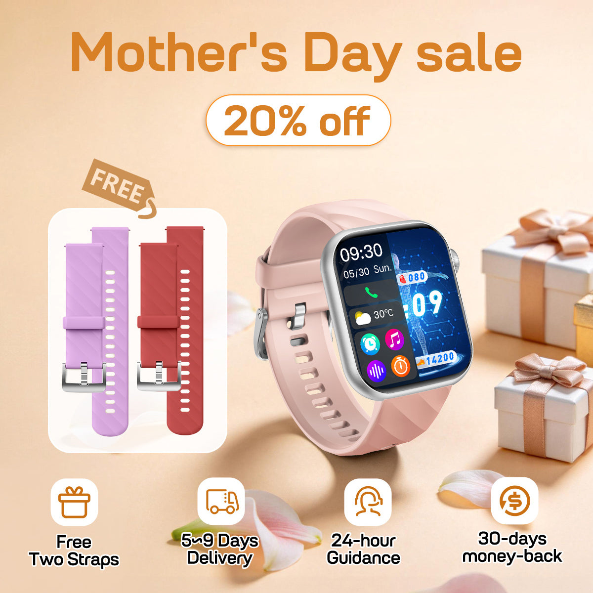 Mother| Father's Day Gift - Fitvii® Upgrade GT5 PRO MAX Health Smartwatch With SOS+BP+BG+HR+ECG+TEMP+SPO2+Calls Fitness Tracker