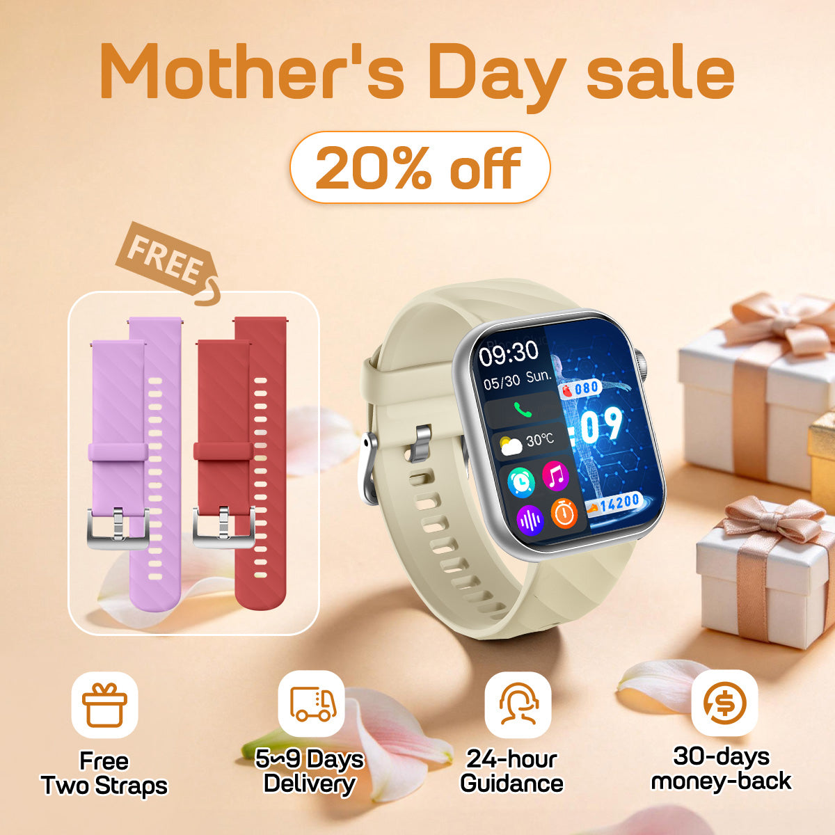Mother| Father's Day Gift - Fitvii® Upgrade GT5 PRO MAX Health Smartwatch With SOS+BP+BG+HR+ECG+TEMP+SPO2+Calls Fitness Tracker