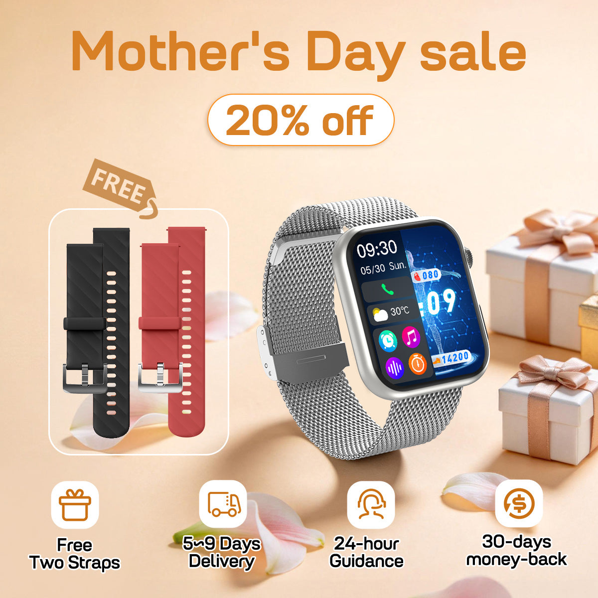 Mother| Father's Day Gift - Fitvii® Upgrade GT5 PRO MAX Health Smartwatch With SOS+BP+BG+HR+ECG+TEMP+SPO2+Calls Fitness Tracker