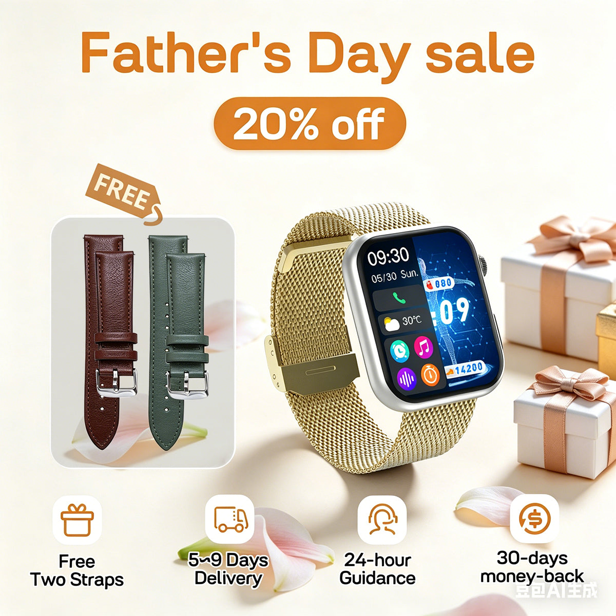 Bagong Fitvii Powerful Smartwatch ECG na may Heart Rate Blood Pressure Monitor EKG Blood Sugar Stress Testing.