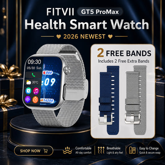 FITVII GT5 Pro Max 2026 Family Care Health Smartwatch with Blood Pressure & ECG Tracking