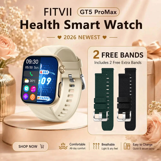 Women's/Men's Stylish and Health Smart Watch-New Fitvii GT5 Pro Max (4 Colors)