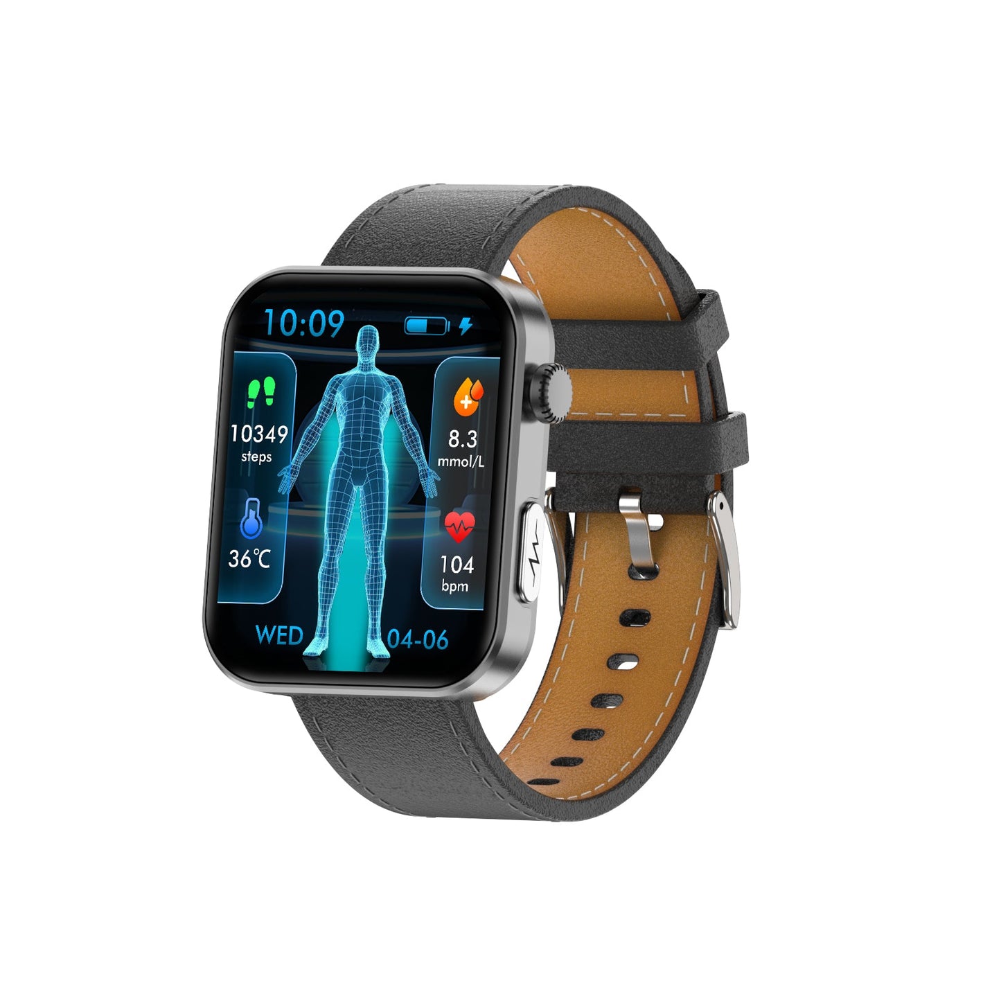 FITVII® Health Smartwatch with BP+HR+ECG+ BG+SpO2+ SOS & blood analysis supports voice calls and fitness tracking🔥