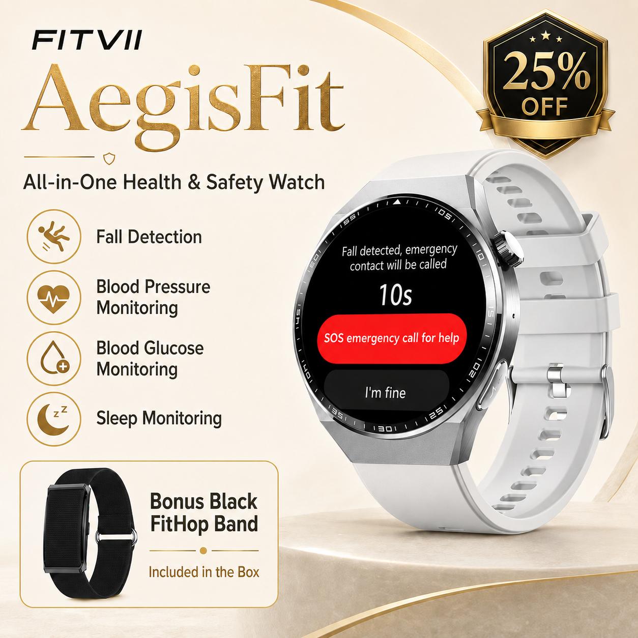 FitVII® AegisFit Fall Detection Smartwatch with All-in-one Health Monitoring -🎁Free Watchs