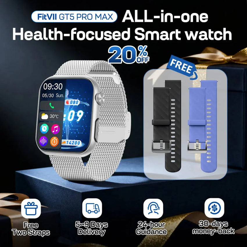 FITVII GT5 PRO MAX Health Smartwatch Bundle