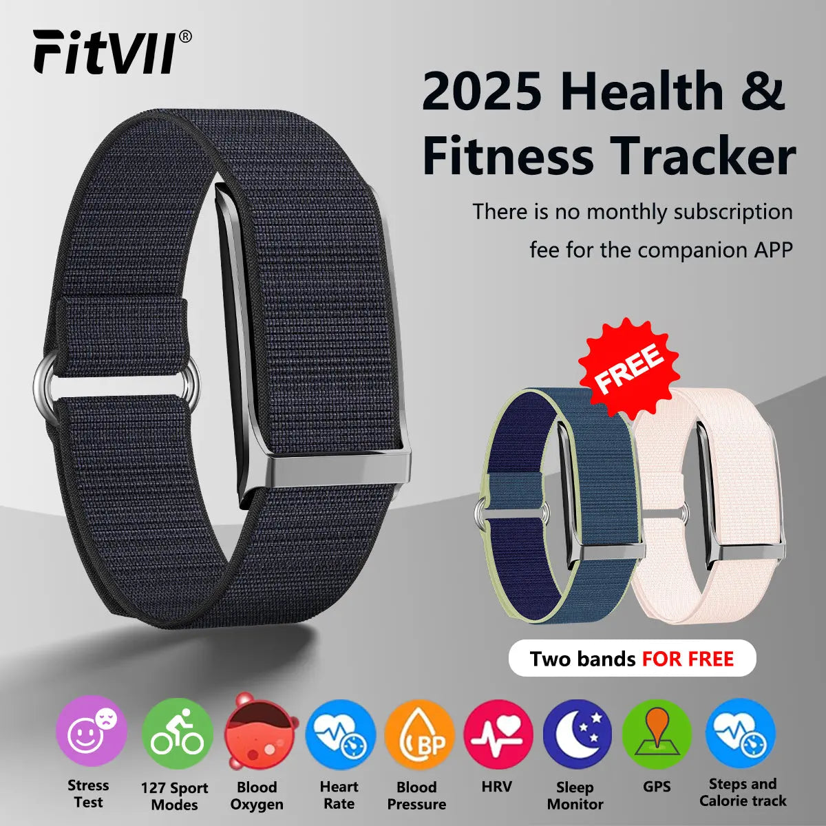 FitVII® FitHop Health Activity & Fitness Tracker With BP+HR+SPO2+Sleep+GPS Tracker-Free GT5 Plus Watch Gift fitvii