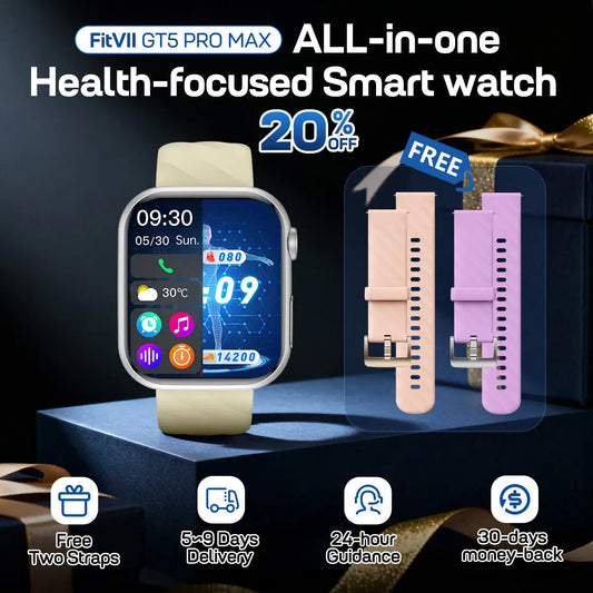 Fitvii ECG Smartwatch With AI Health Analysis BP, BG Sleep & More fitvii