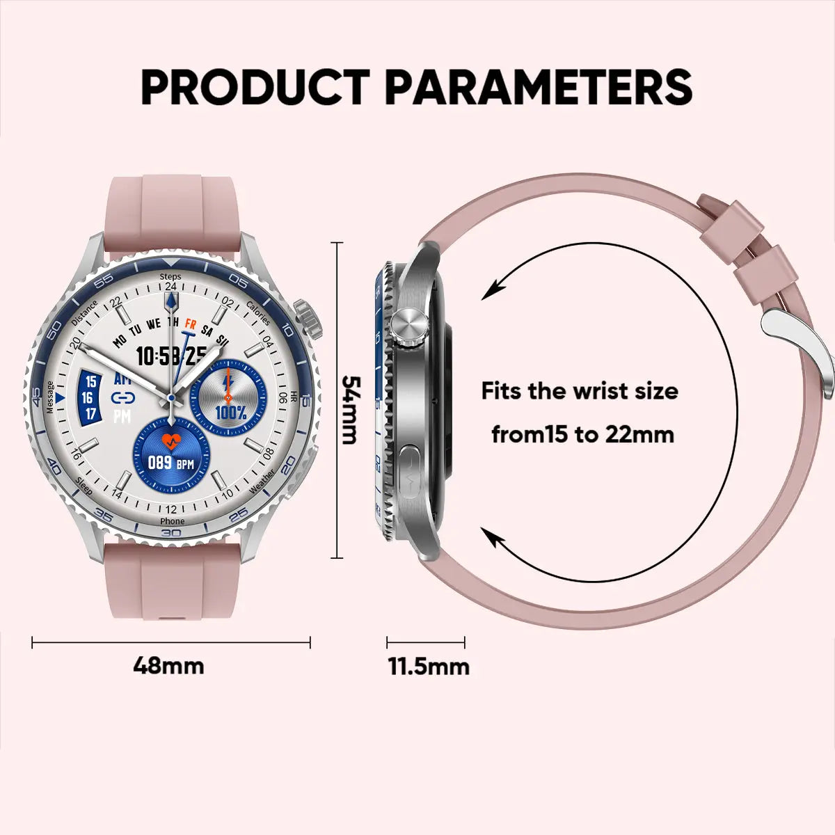 Fitvii® Women Health Smartwatch With  Blood Pressure, Blood Glucose, HRV, EKG, SOS, Spo2, Sleep, Calls and Sport Tracker Reminder fitvii