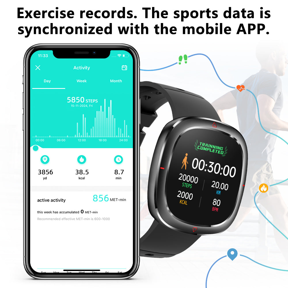 HM19 Fitness & Health Tracker með streitustjórnun öndunarþjálfun fyrir svefnskjár