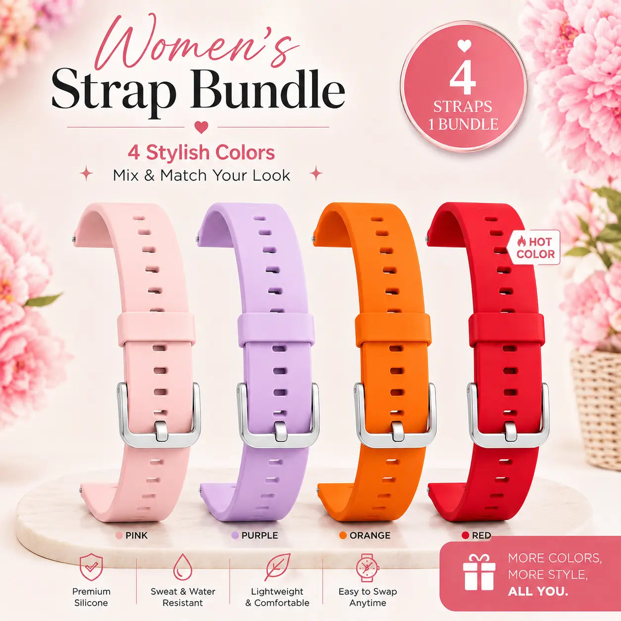 HM57 | GT5 PRO MAX | H56 Watch for Women Replacement Band - 4 Pcs Bundle fitvii