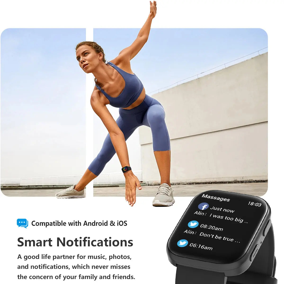 FITVII Smartwatch Fitness Tracker | Monitoraggio Cardiaco, Pressione, Sonno | Chiamate Bluetooth | 100+ Sport Mode - Foto 9