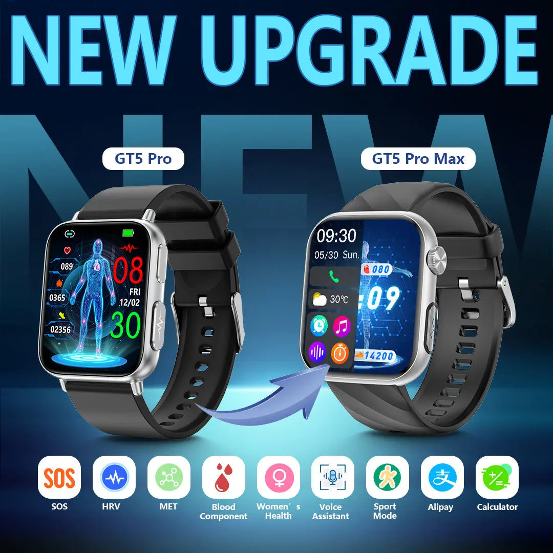 Upgrade FITVII® GT5 Pro Max Blood Pressure Smartwatch with EKG, Glucose Trends, HRV, SpO₂ & More (Copy) fitvii