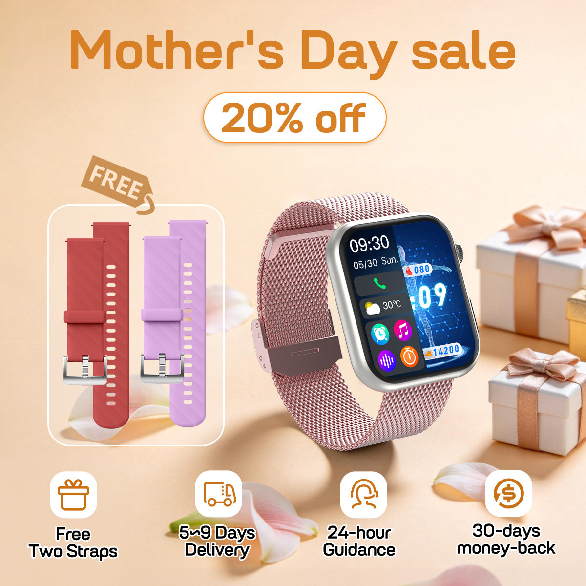 Mother| Father's Day Gift - Fitvii® Upgrade GT5 PRO MAX Health Smartwatch With SOS+BP+BG+HR+ECG+TEMP+SPO2+Calls Fitness Tracker