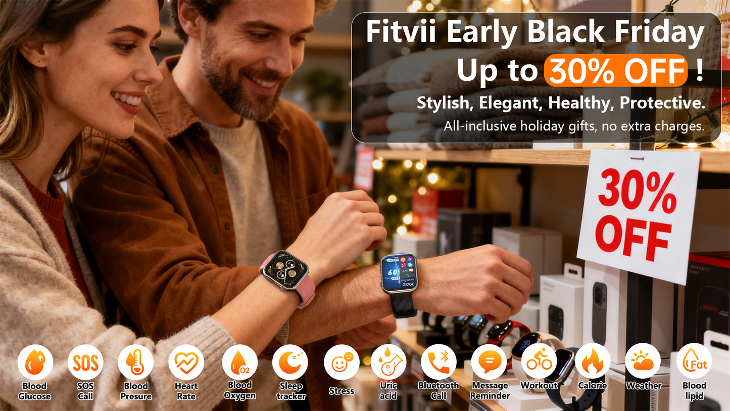 Atualização: FITVII™ GT5 IP68 SmartWatch impermeável com 7/24 Monitor de Frequência Cardíaca de Pressão Arterial-68% OFF🔥