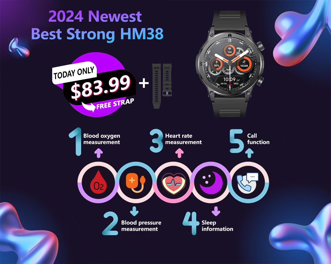 Newest Fitvii™ Strong HM38 Health Smartwatch With 38% More Data Accuracy