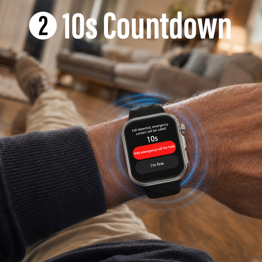 Pulsemax starts a cancelable 10-second fall alert countdown